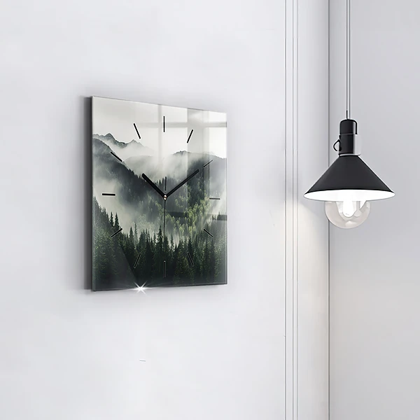 Wanduhr quadratisch mit motiv Wald-Landschaft