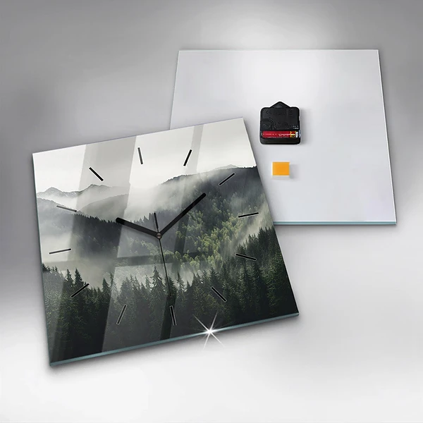 Wanduhr quadratisch mit motiv Wald-Landschaft