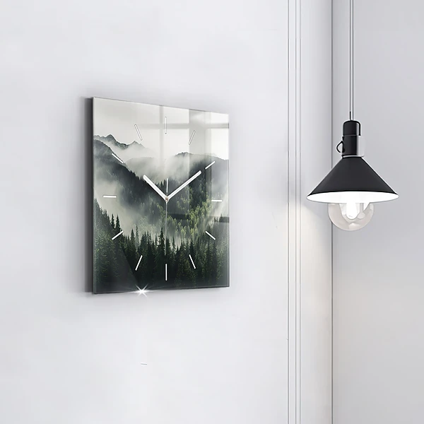 Wanduhr quadratisch mit motiv Wald-Landschaft