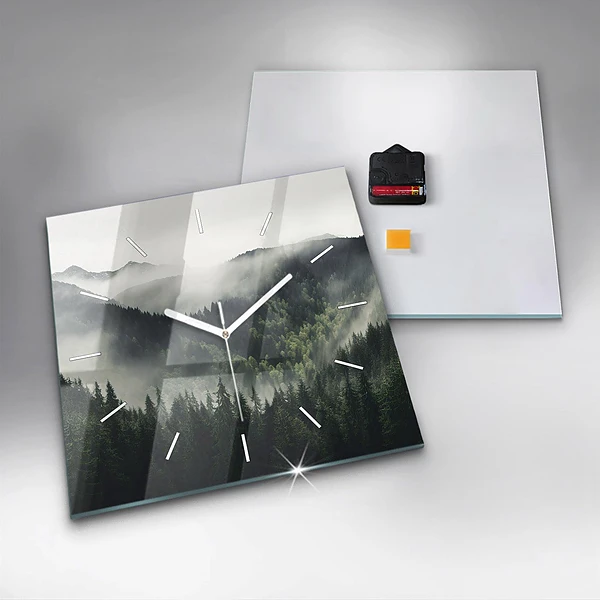 Wanduhr quadratisch mit motiv Wald-Landschaft