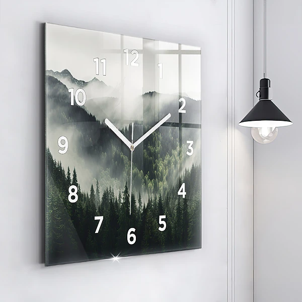 Wanduhr quadratisch mit motiv Wald-Landschaft