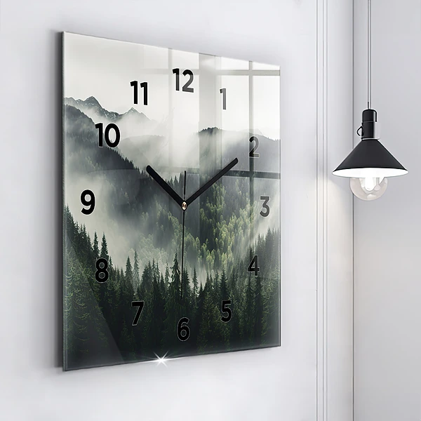 Wanduhr quadratisch mit motiv Wald-Landschaft