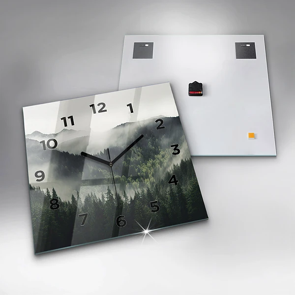 Wanduhr quadratisch mit motiv Wald-Landschaft