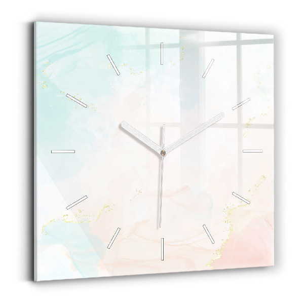 Wanduhr modern quadratisch Aquarell-Marmor