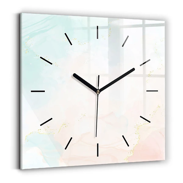 Wanduhr modern quadratisch Aquarell-Marmor