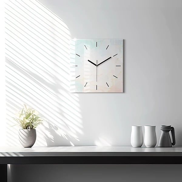 Wanduhr modern quadratisch Aquarell-Marmor