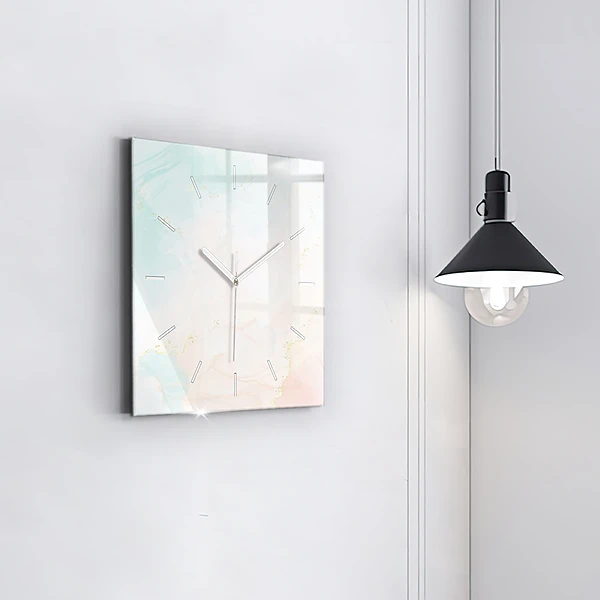 Wanduhr modern quadratisch Aquarell-Marmor