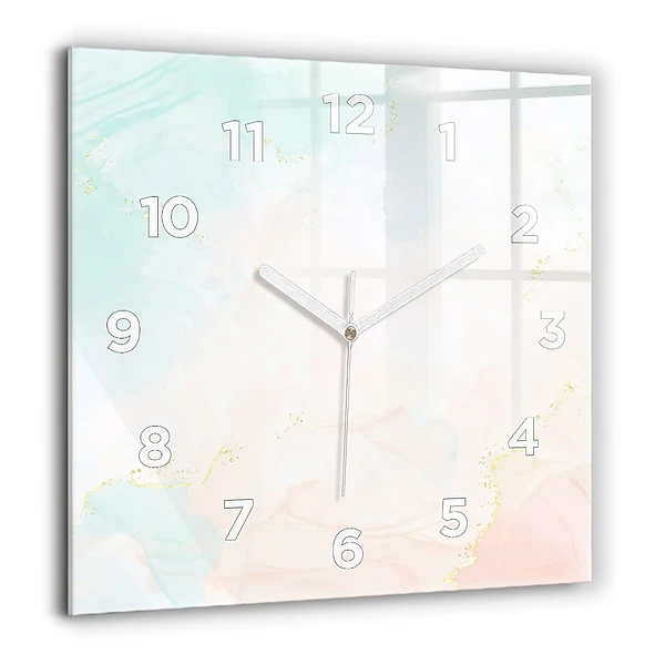 Wanduhr modern quadratisch Aquarell-Marmor