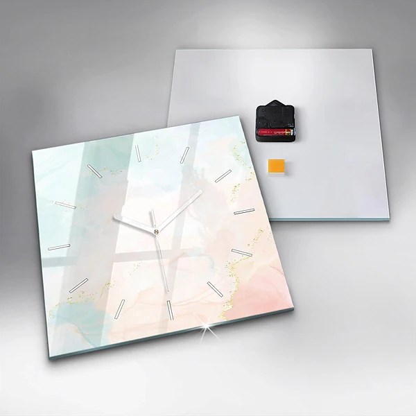 Wanduhr modern quadratisch Aquarell-Marmor