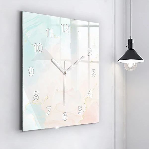 Wanduhr modern quadratisch Aquarell-Marmor