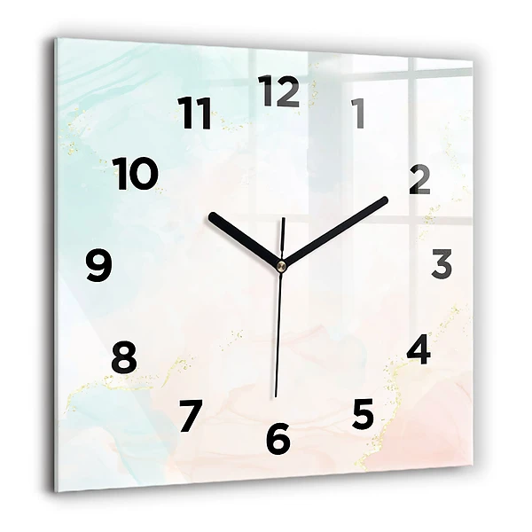 Wanduhr modern quadratisch Aquarell-Marmor