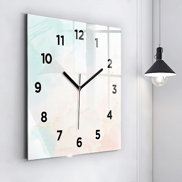 Wanduhr modern quadratisch Aquarell-Marmor