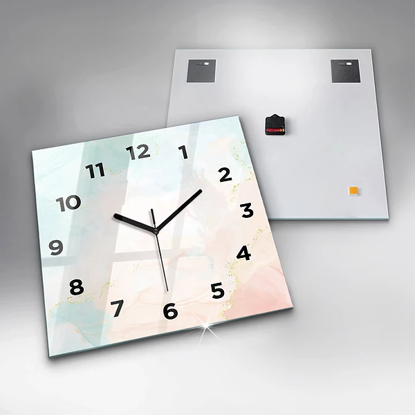 Wanduhr modern quadratisch Aquarell-Marmor