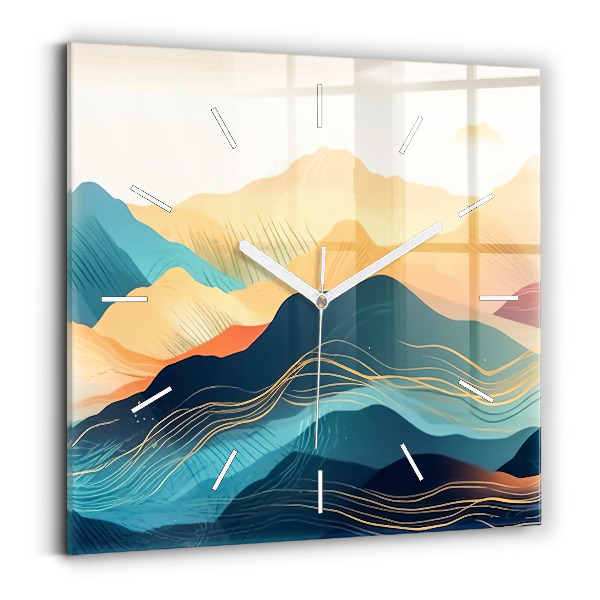 Wanduhr quadratisch mit motiv Berglandschaft