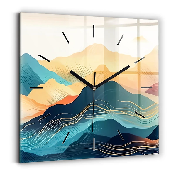 Wanduhr quadratisch mit motiv Berglandschaft