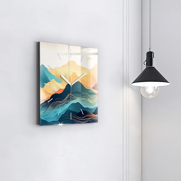 Wanduhr quadratisch mit motiv Berglandschaft
