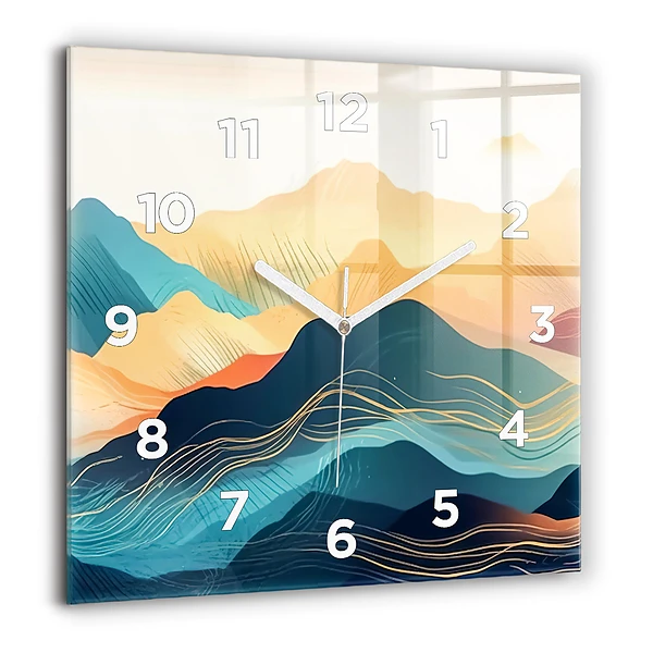 Wanduhr quadratisch mit motiv Berglandschaft