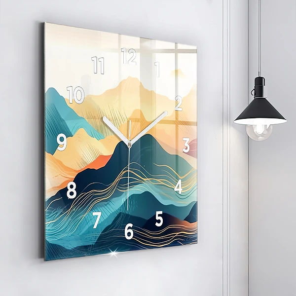 Wanduhr quadratisch mit motiv Berglandschaft