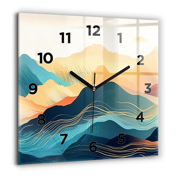 Wanduhr quadratisch mit motiv Berglandschaft