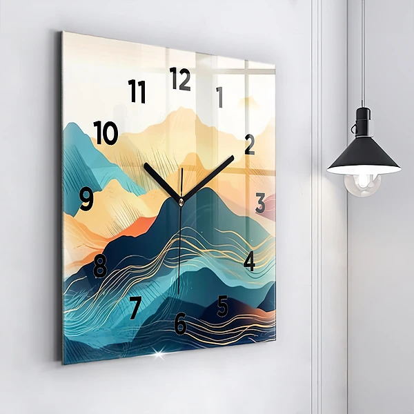 Wanduhr quadratisch mit motiv Berglandschaft