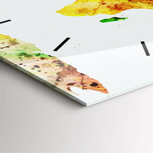Wanduhr quadratisch mit motiv Aquarellierte Weltkarte