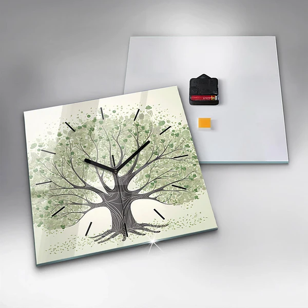 Wanduhr quadratisch mit motiv Großer Baum Natur