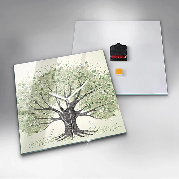 Wanduhr quadratisch mit motiv Großer Baum Natur