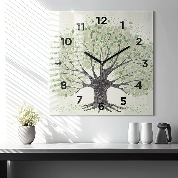 Wanduhr quadratisch mit motiv Großer Baum Natur