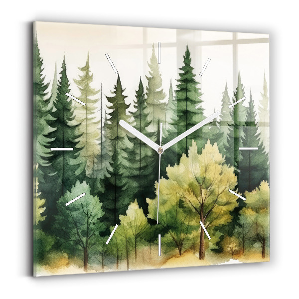 Wanduhr modern quadratisch Landschaftlicher Wald
