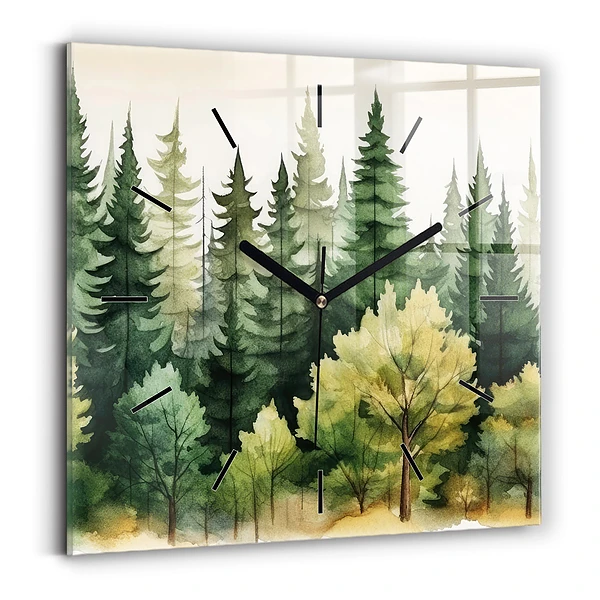 Wanduhr modern quadratisch Landschaftlicher Wald