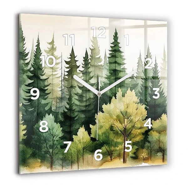 Wanduhr modern quadratisch Landschaftlicher Wald