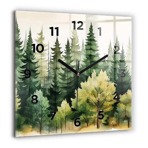 Wanduhr modern quadratisch Landschaftlicher Wald