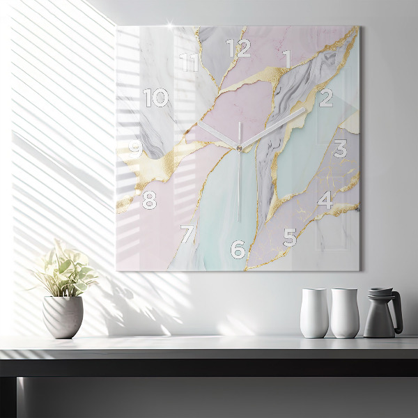 Wanduhr quadratisch Marmor-Muster