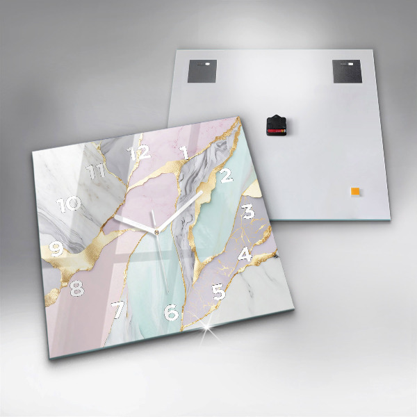 Wanduhr quadratisch Marmor-Muster