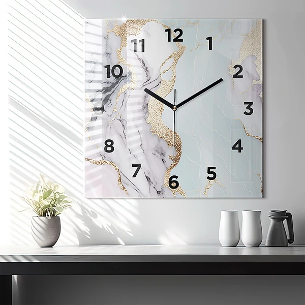 Wanduhr quadratisch mit motiv Marmor