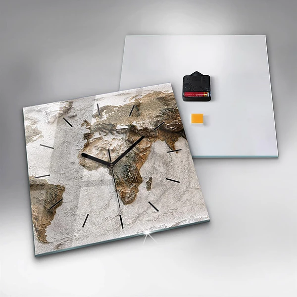 Wanduhr quadratisch mit motiv Alte Weltkarte