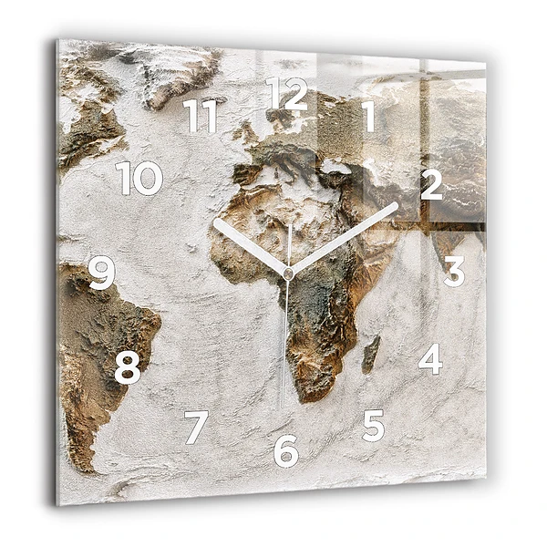 Wanduhr quadratisch mit motiv Alte Weltkarte