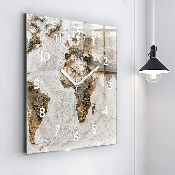 Wanduhr quadratisch mit motiv Alte Weltkarte
