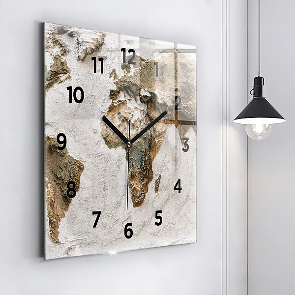 Wanduhr quadratisch mit motiv Alte Weltkarte