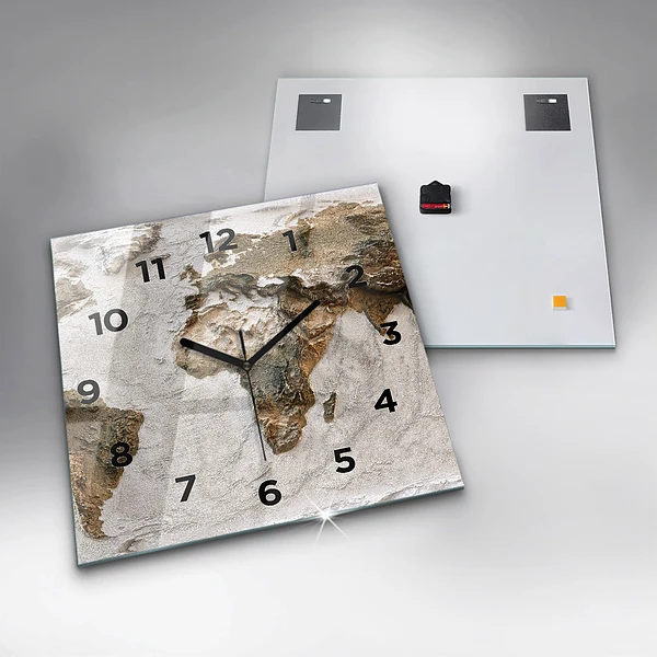 Wanduhr quadratisch mit motiv Alte Weltkarte