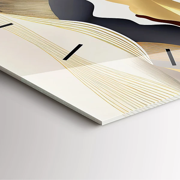 Wanduhr modern quadratisch Abstrakte goldene Berge