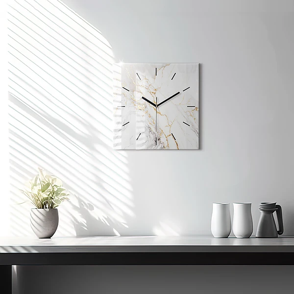 Wanduhr modern quadratisch Dekorativer Marmor