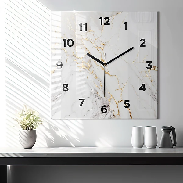 Wanduhr modern quadratisch Dekorativer Marmor