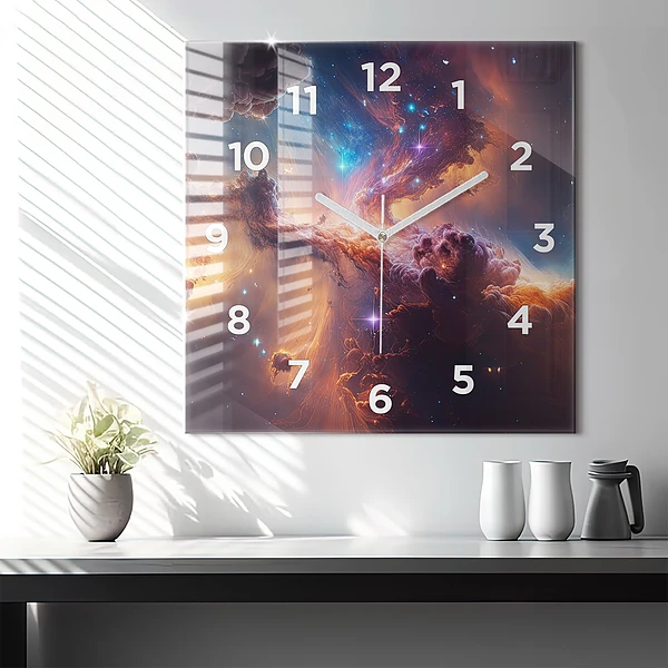 Wanduhr quadratisch Kosmische Welt der Sterne