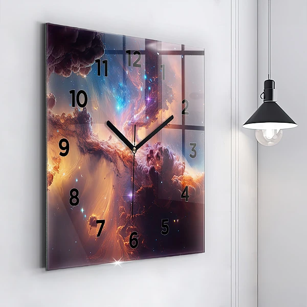 Wanduhr quadratisch Kosmische Welt der Sterne