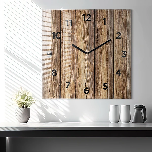 Wanduhr quadratisch Hölzerne Bretter