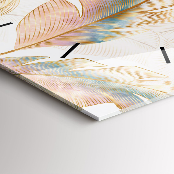 Wanduhr quadratisch Blattmuster Natur