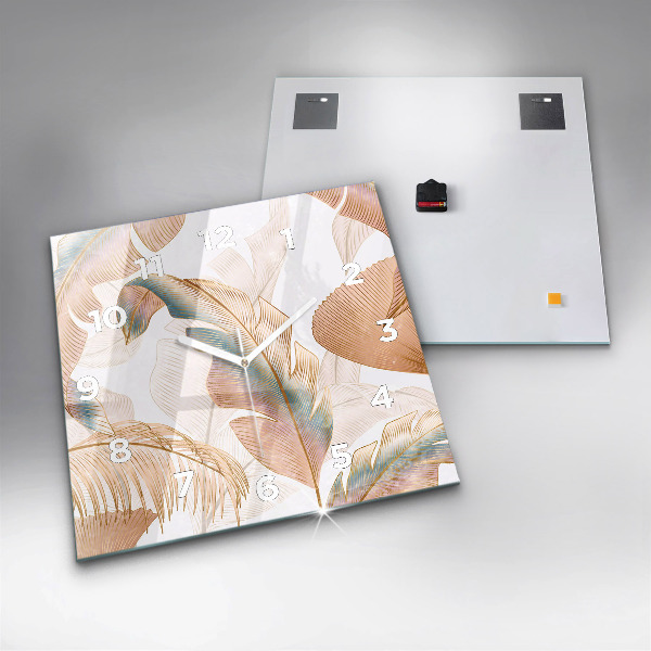 Wanduhr quadratisch Blattmuster Natur