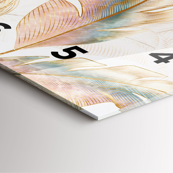 Wanduhr quadratisch Blattmuster Natur