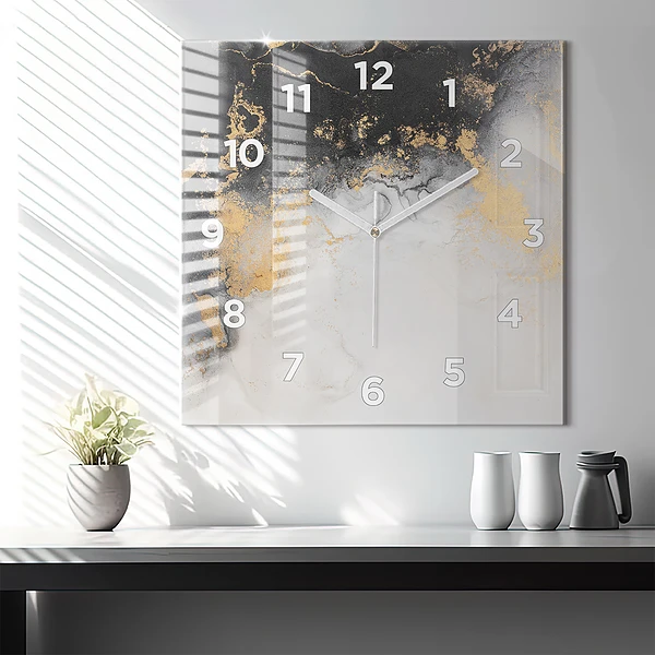 Wanduhr quadratisch Marmor-Kunst